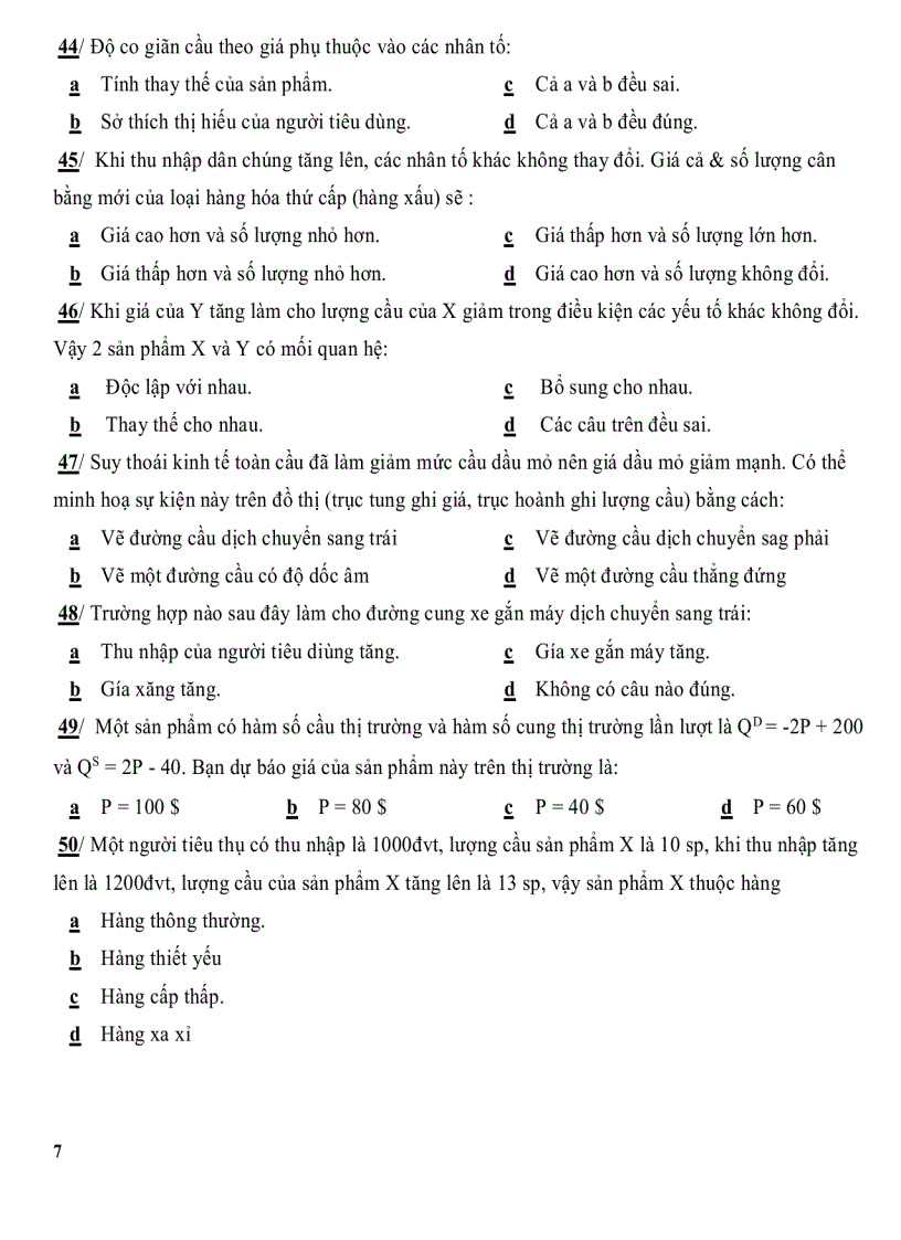 image for page Đề thi trắc nghiệm Kinh Tế Vi Mô có đáp án ĐH Ngoại Thương TP HCM