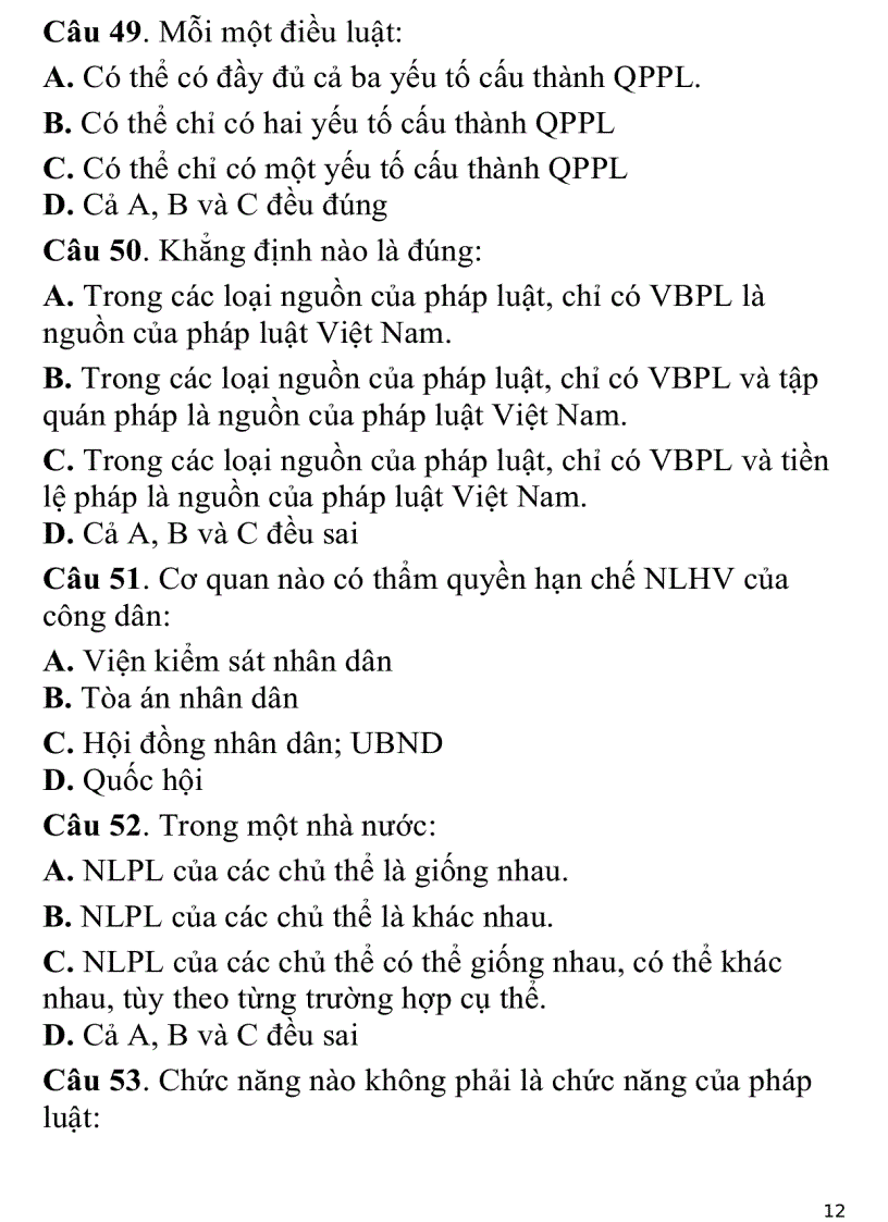 image for page 700 câu hỏi trắc nghiệm luật đại cương