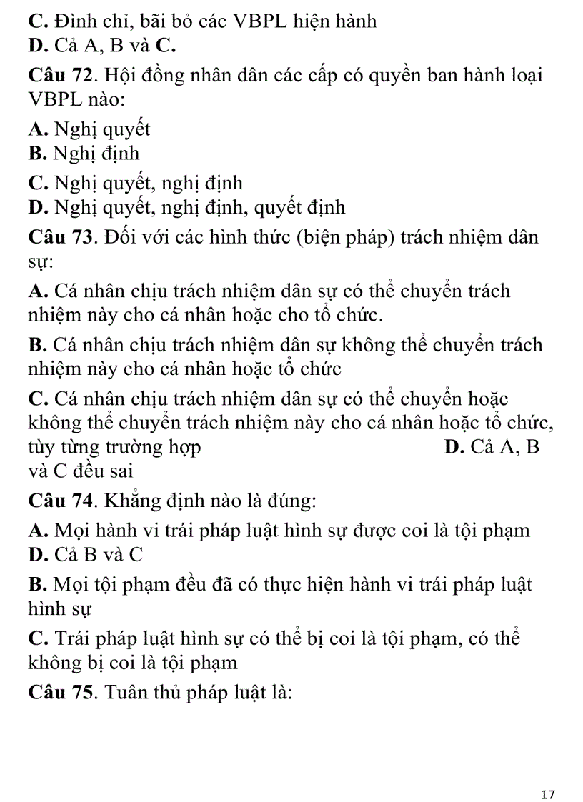 image for page 700 câu hỏi trắc nghiệm luật đại cương
