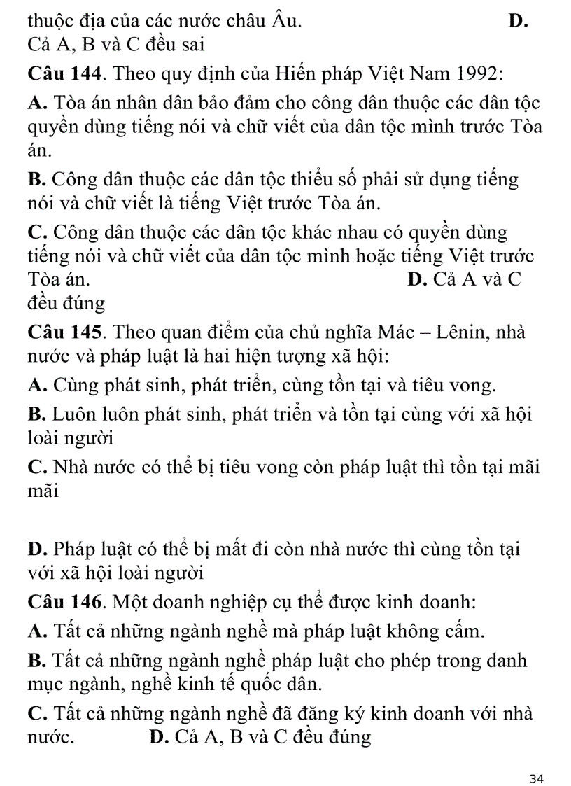 image for page 700 câu hỏi trắc nghiệm luật đại cương