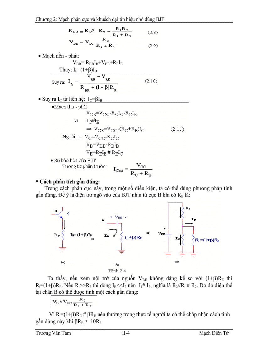 image for page Mạch phân cực và khuếch ðại tín hiệu nhỏ dùng bjt