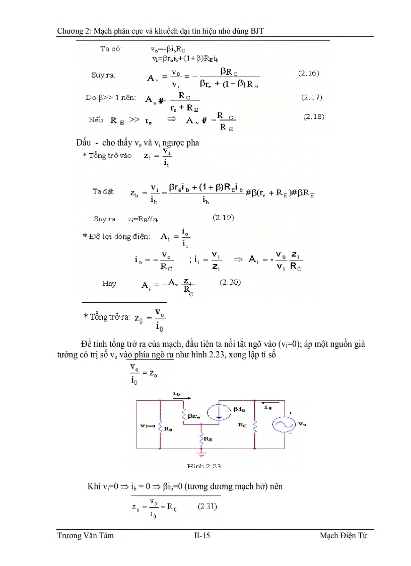 image for page Mạch phân cực và khuếch ðại tín hiệu nhỏ dùng bjt