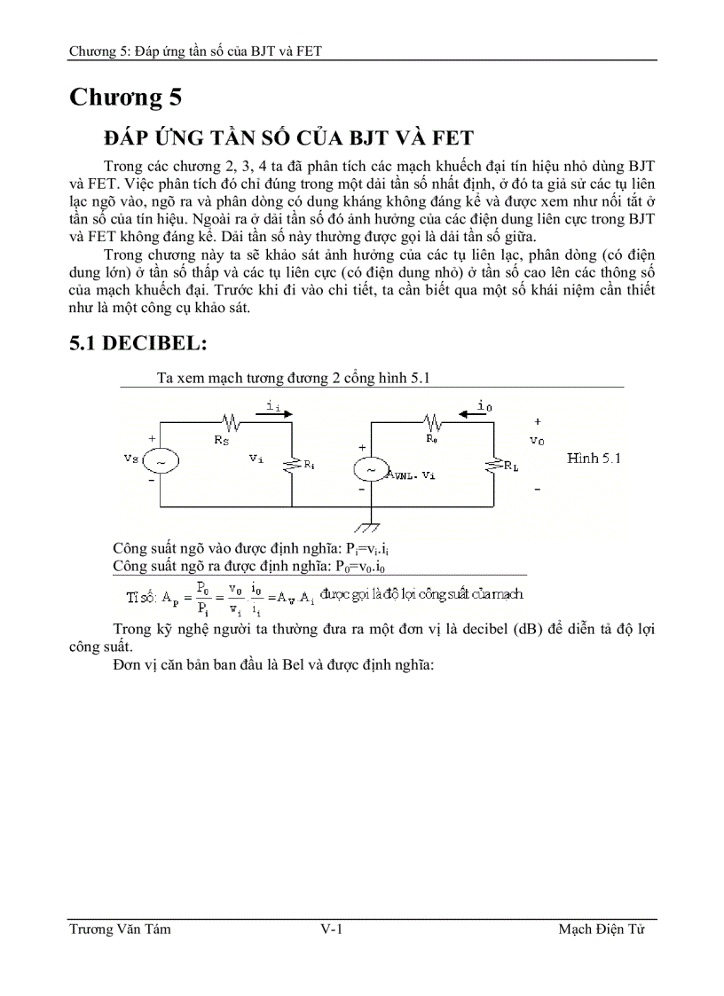 image for page Ðáp ứng tần số của bjt và fet