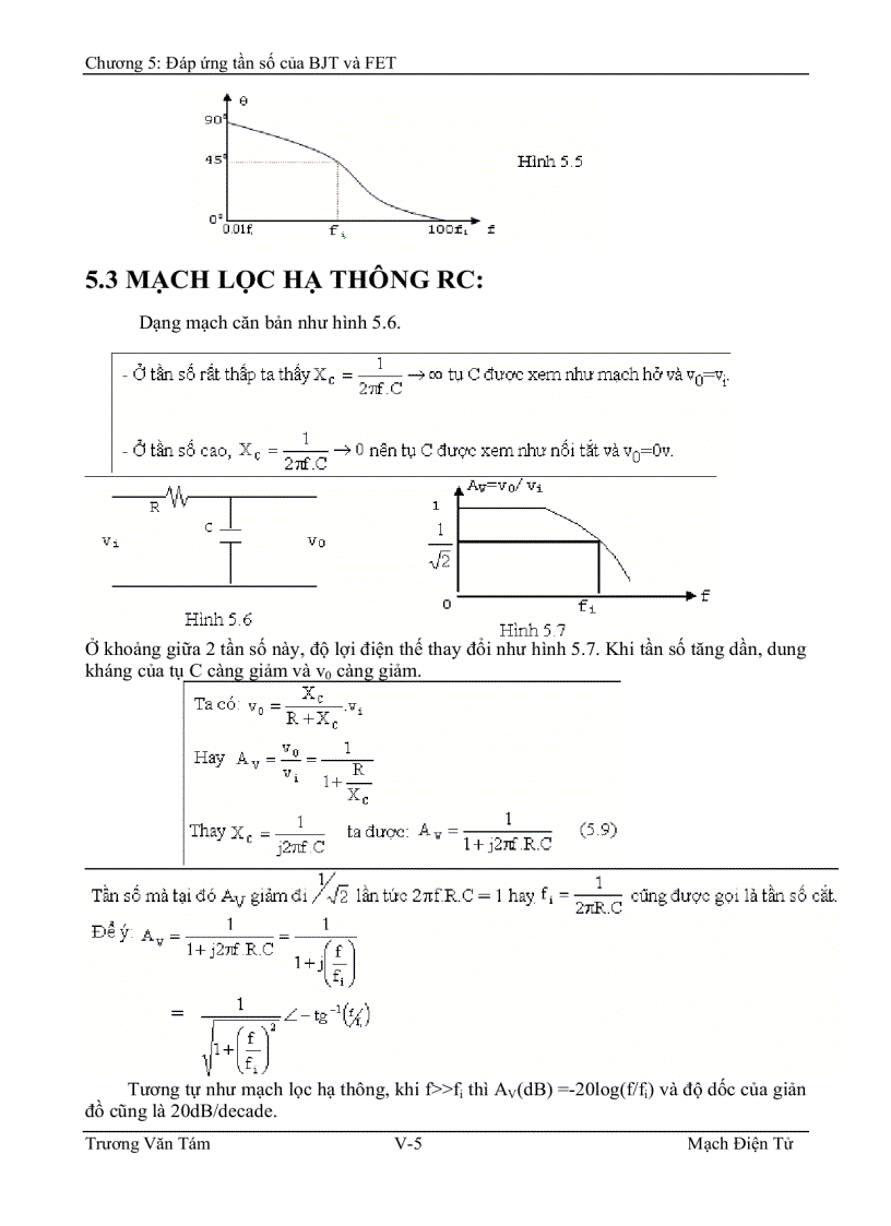 image for page Ðáp ứng tần số của bjt và fet