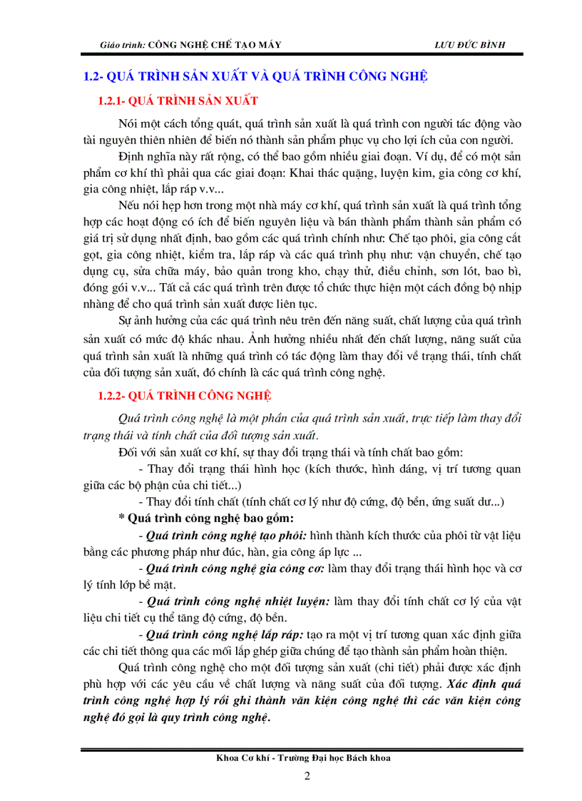 Giáo Trình Công Nghệ Chế Tạo Máy Lưu Đức Bình