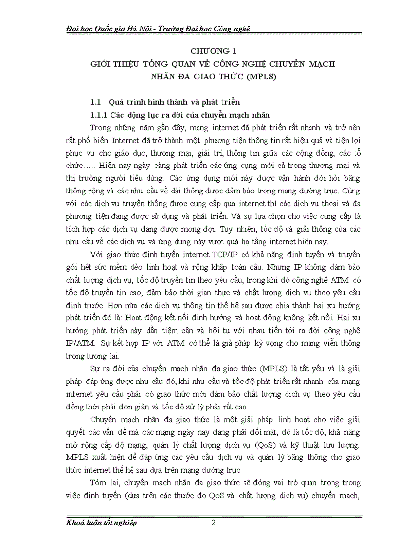 image for page Ứng dụng MPLS trong hệ thống mạng quang