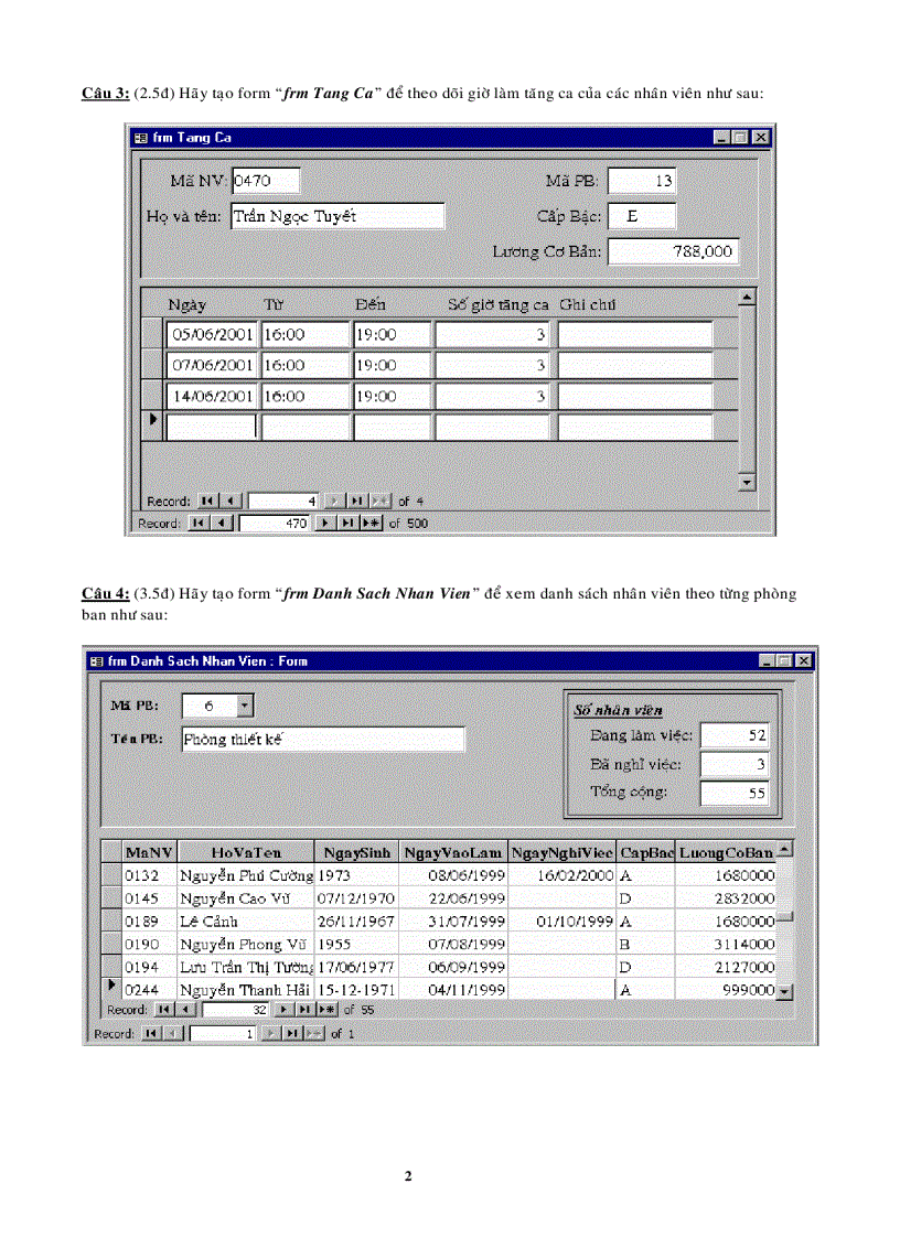 image for page Đề thi môn Access2 A Thời gian 90 phút 04 1