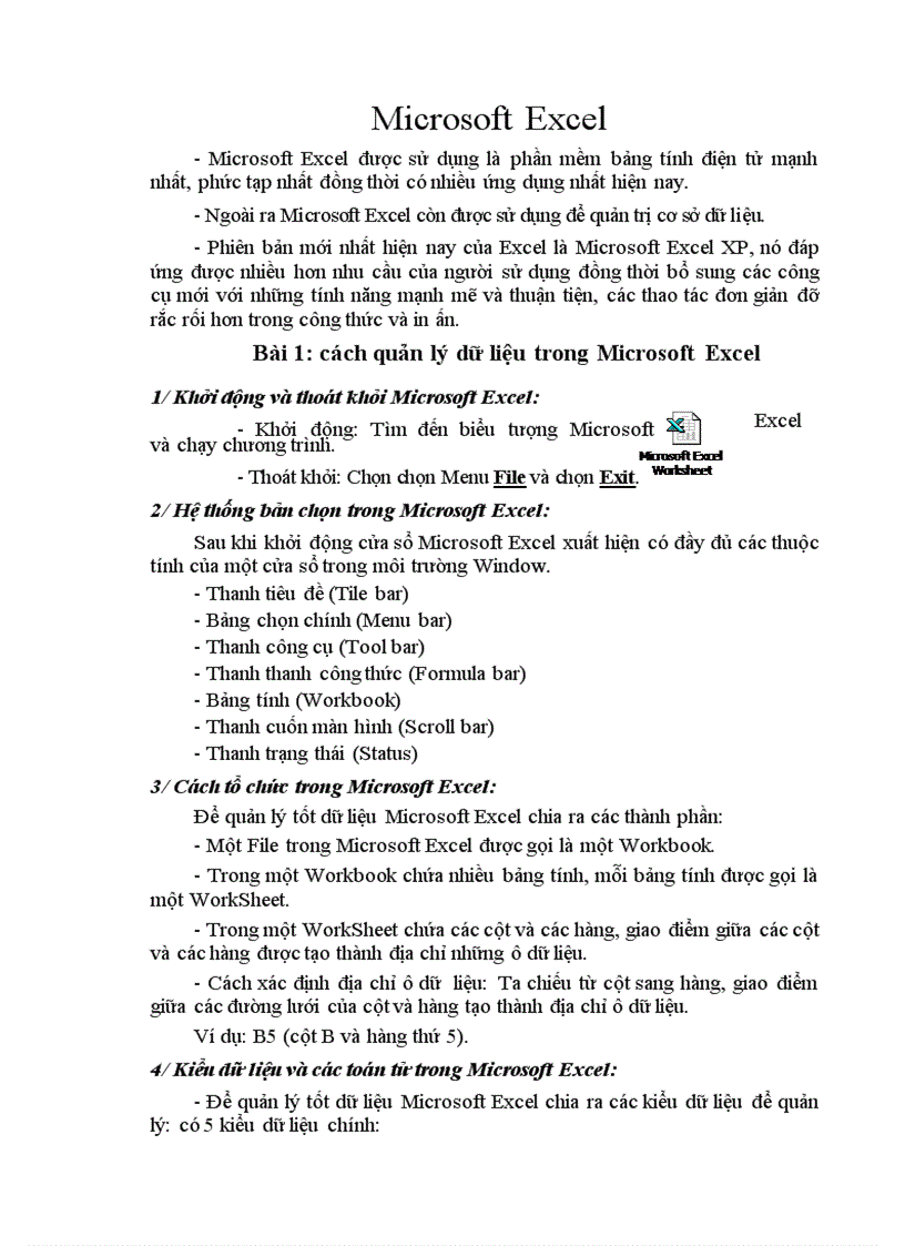 image for page Bài giảng excel