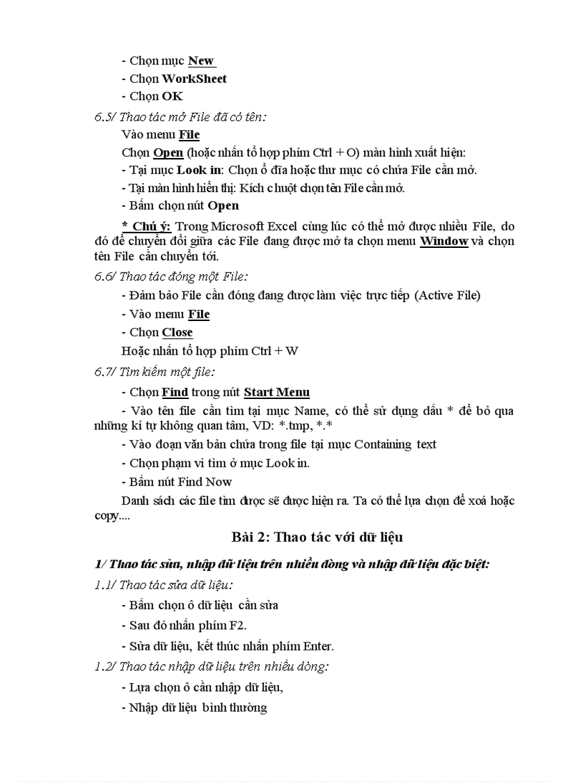 image for page Bài giảng excel