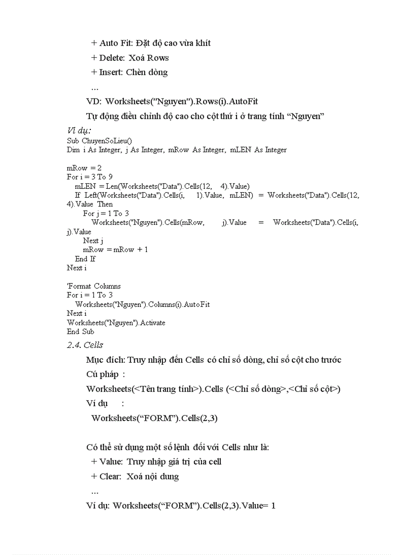 image for page Bài giảng excel