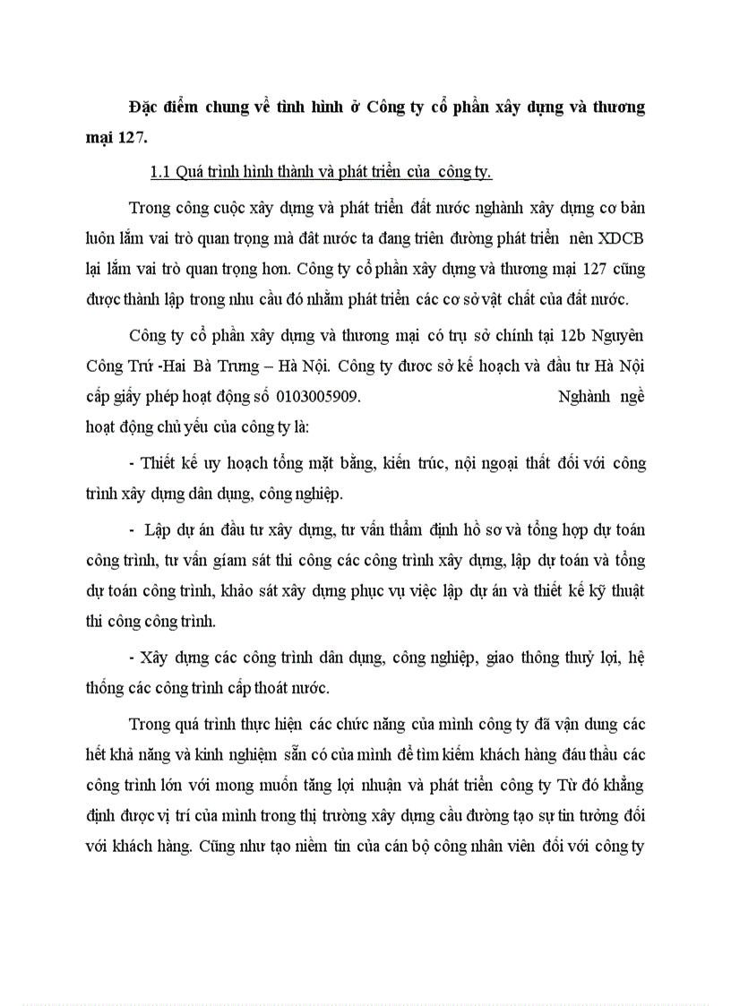 image for page Đặc điểm chung về tình hình ở Công ty cổ phần xây dựng và thương mại 127