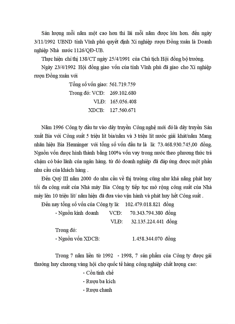 image for page Đặc điểm của công ty Rượu Đồng Xuân