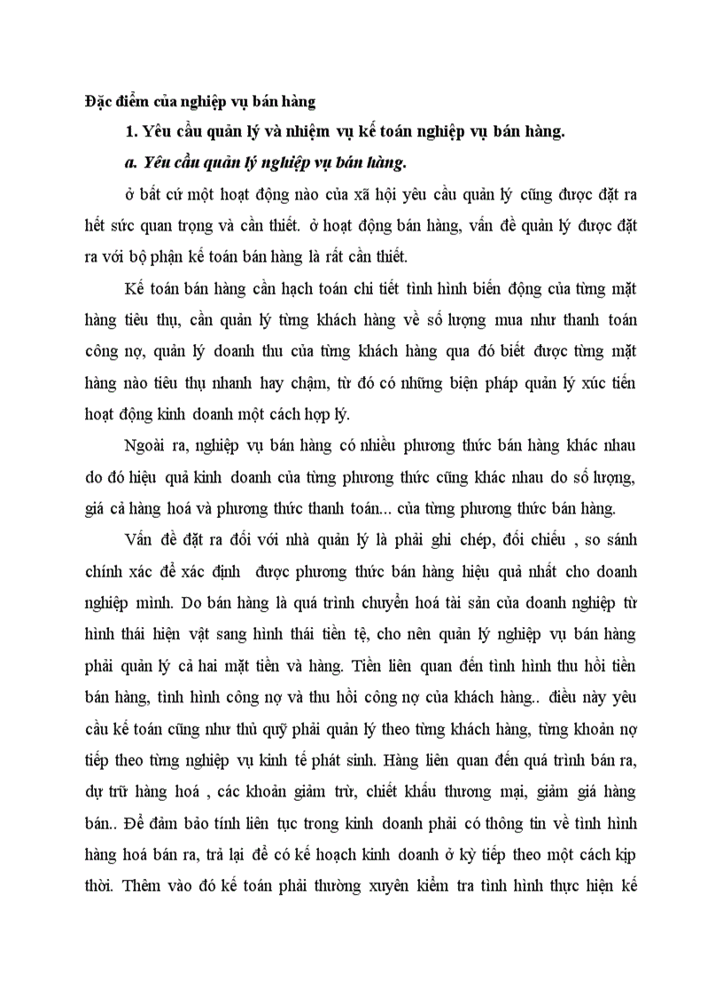 image for page Đặc điểm của nghiệp vụ bán hàng