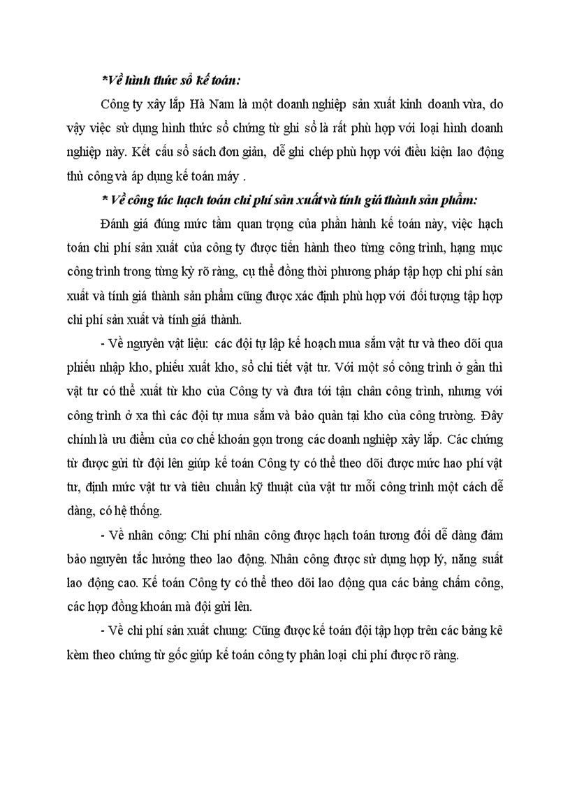image for page Đánh giá chung về công tác chi phí sản xuất và tính giá thành sản phẩm tại công ty xây lắp Hà Nam