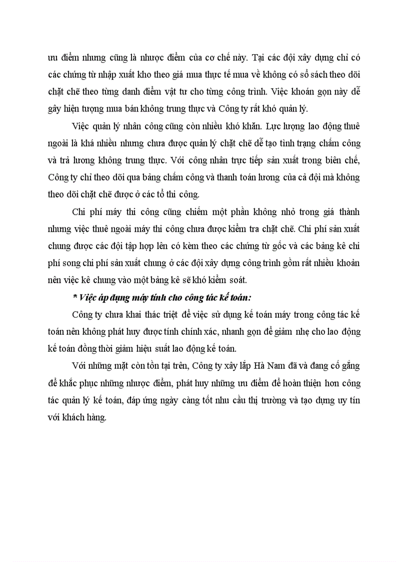 image for page Đánh giá chung về công tác chi phí sản xuất và tính giá thành sản phẩm tại công ty xây lắp Hà Nam