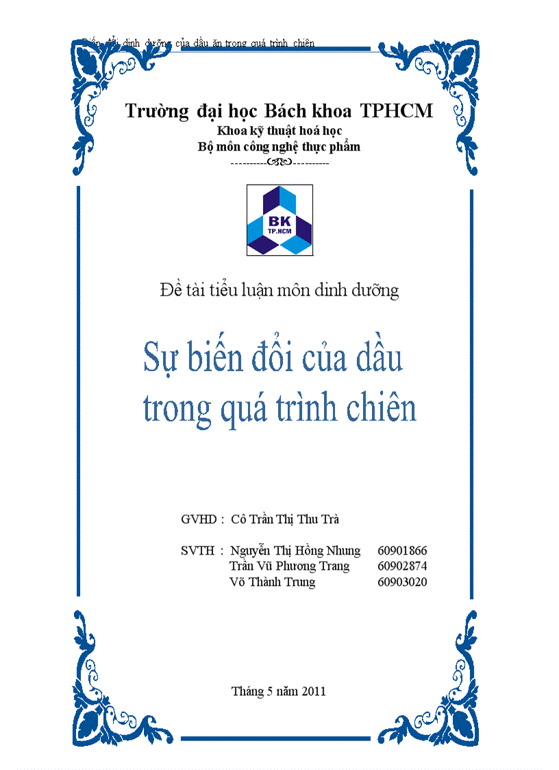 image for page Biến đổi dinh dưỡng dầu trong qúa trình chiên