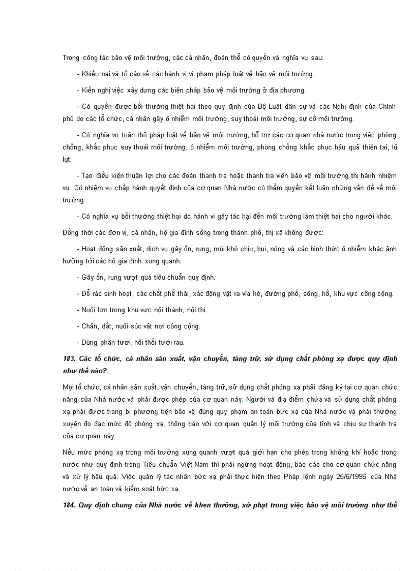 image for page Một số câu hỏi về môi trường