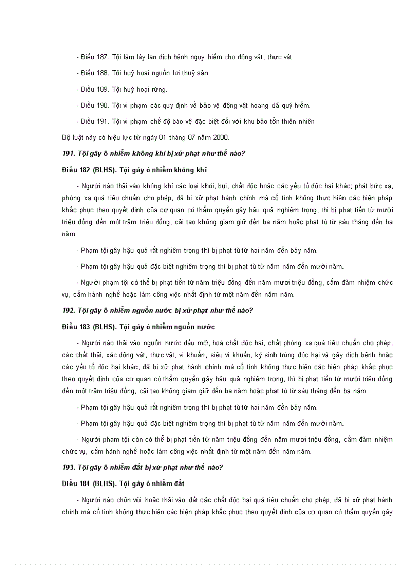 image for page Một số câu hỏi về môi trường