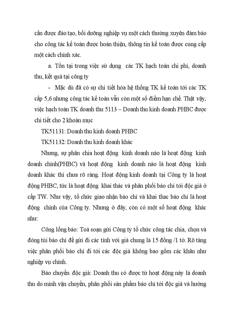 image for page Đánh giá và nhận xét về công tác hạch toán Chi phí doanh thu tại Công ty phát hành báo chí TW