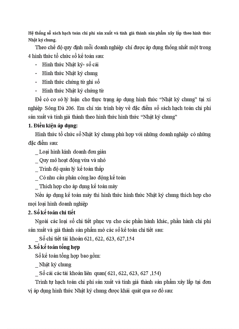 image for page Hệ thống sổ sách hạch toán chi phí sản xuất và tính giá thành sản phẩm xây lắp theo hình thức Nhật ký chung