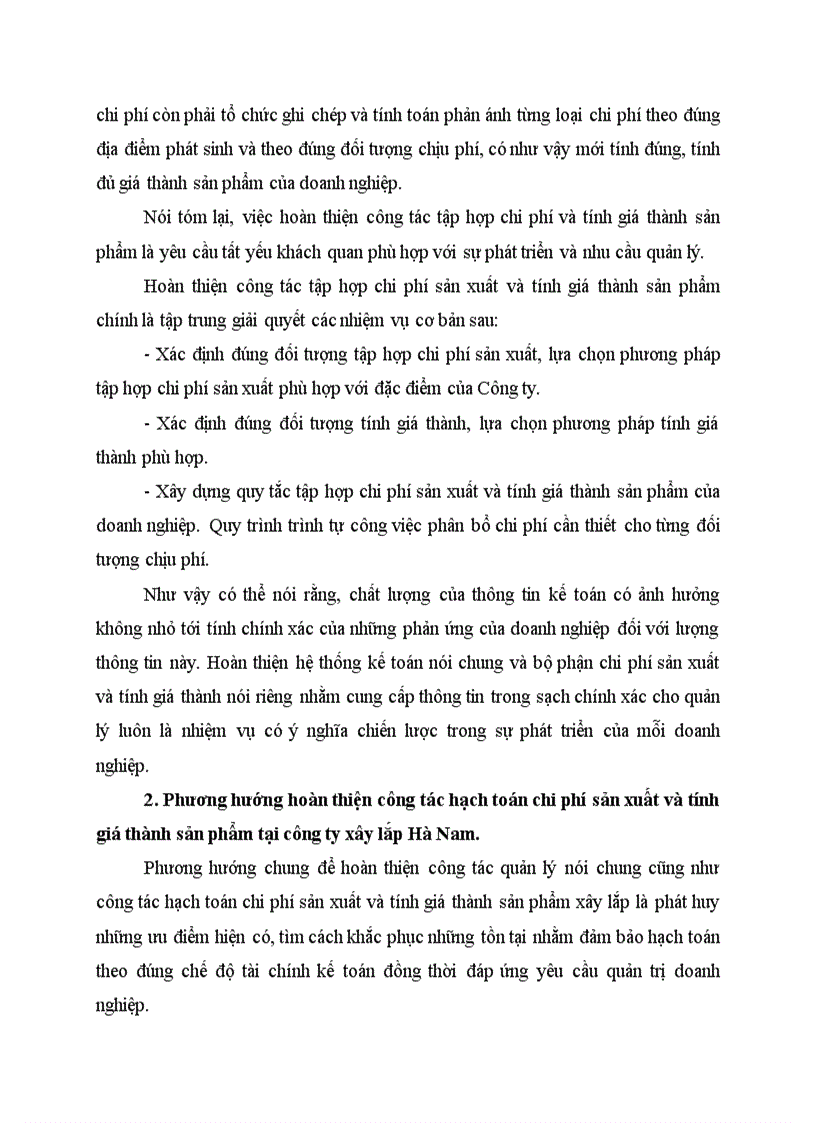 image for page Hoàn thiện công tác chi phí sản xuất và tính giá thành sản phẩm tại công ty xây lắp Hà Nam