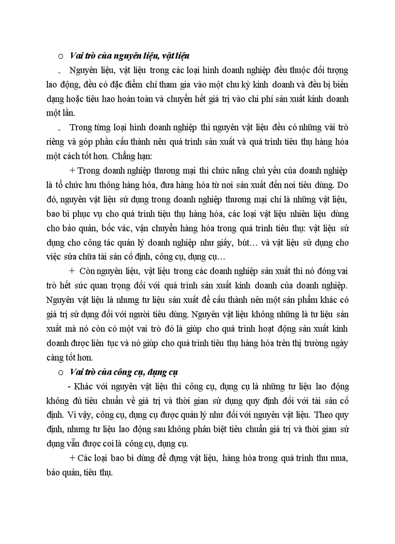Khái niệm đặc điểm nguyên vật liệu và công cụ dụng cụ trong quá trình sản xuất kinh doanh