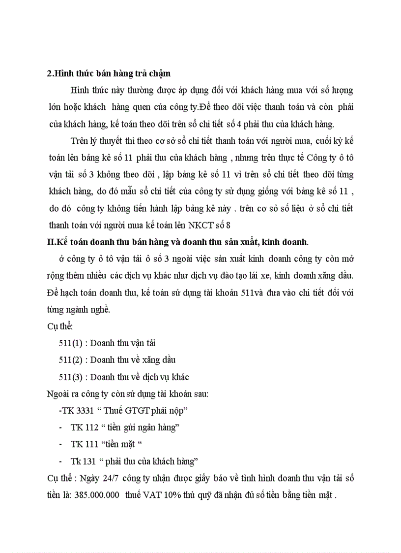 image for page Kế toán tiêu thụ của Công ty ô tô vận tải số 3