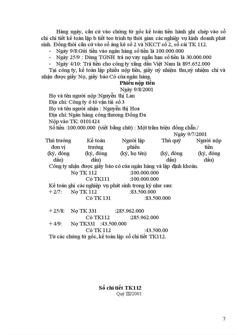 image for page Kế toán vốn bằng tiền của Công ty ô tô vận tải số 3