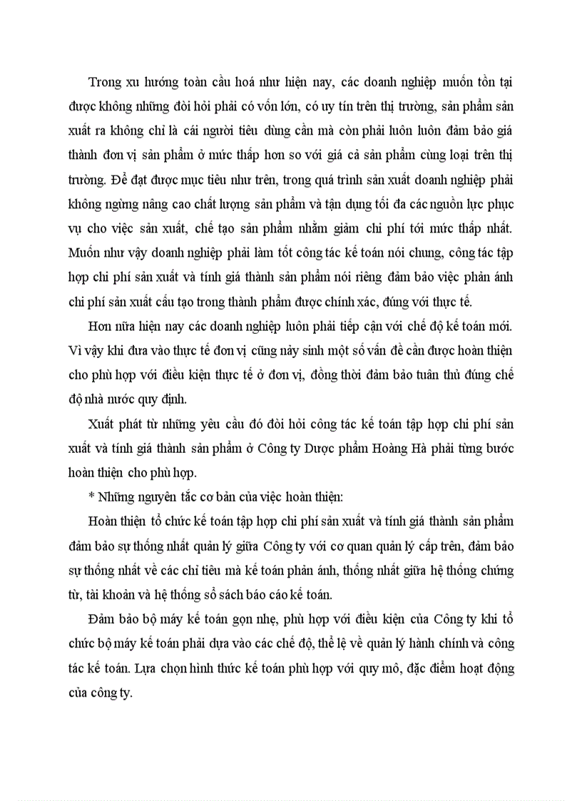 image for page Hoàn Thiện kế toán chi phí sản xuất và tính giá thành sản phẩm tại Công ty TNHH Dược phẩm Hoàng Hà