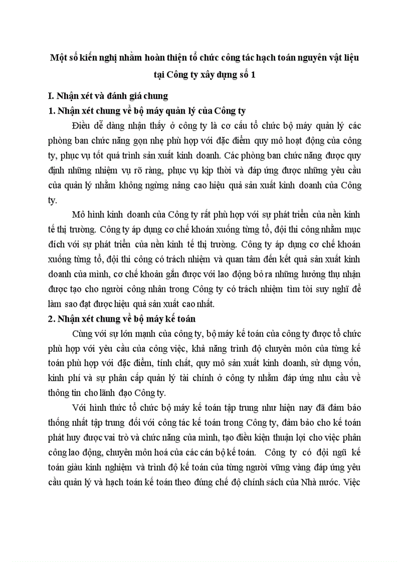image for page Một số kiến nghị nhằm hoàn thiện tổ chức công tác hạch toán nguyên vật liệu tại Công ty xây dựng số 1