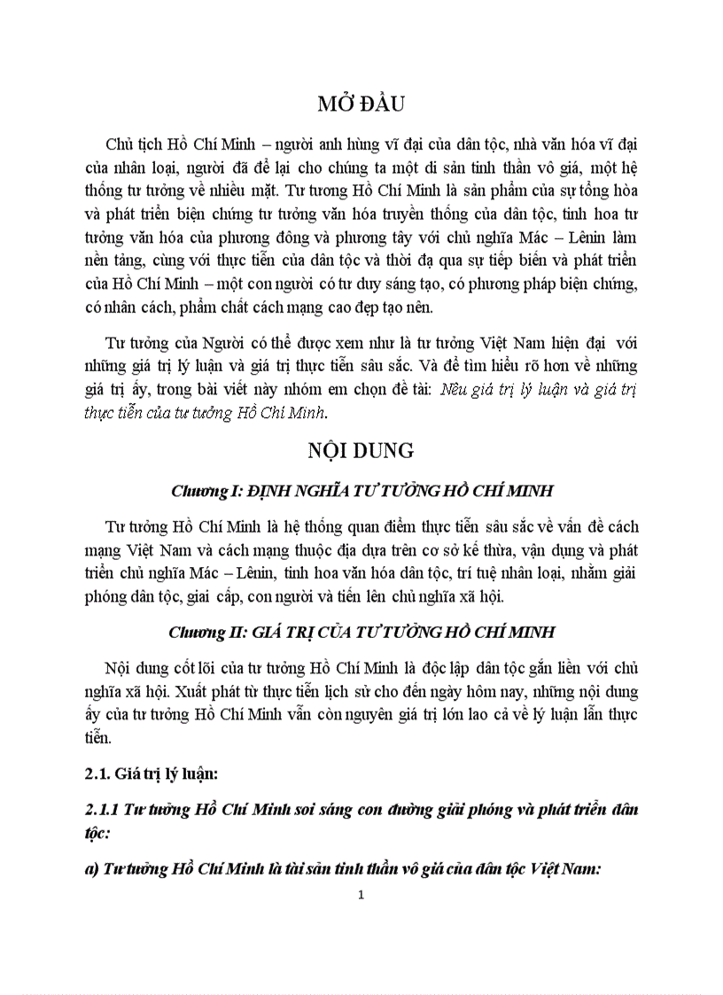 image for page Nêu giá trị lý luận và giá trị thực tiễn của tư tưởng Hồ Chí Minh