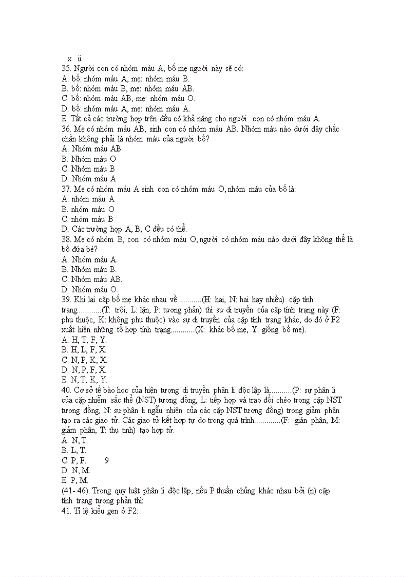 image for page 50 câu trắc nghiệm di truyền