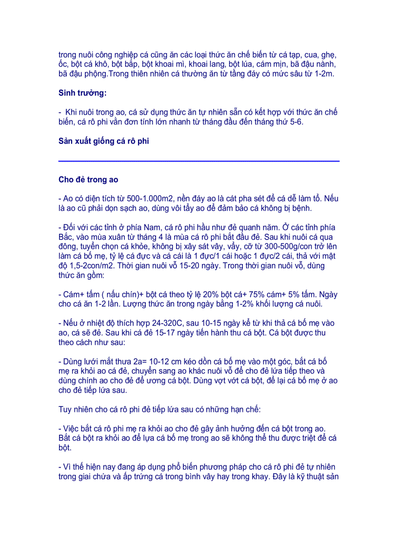 image for page Đặc điểm sinh học của cá rô phi