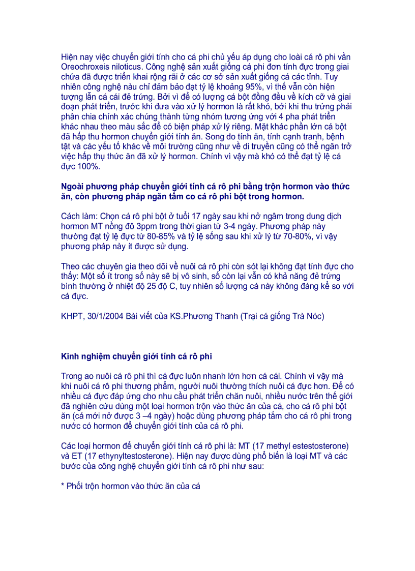 image for page Đặc điểm sinh học của cá rô phi