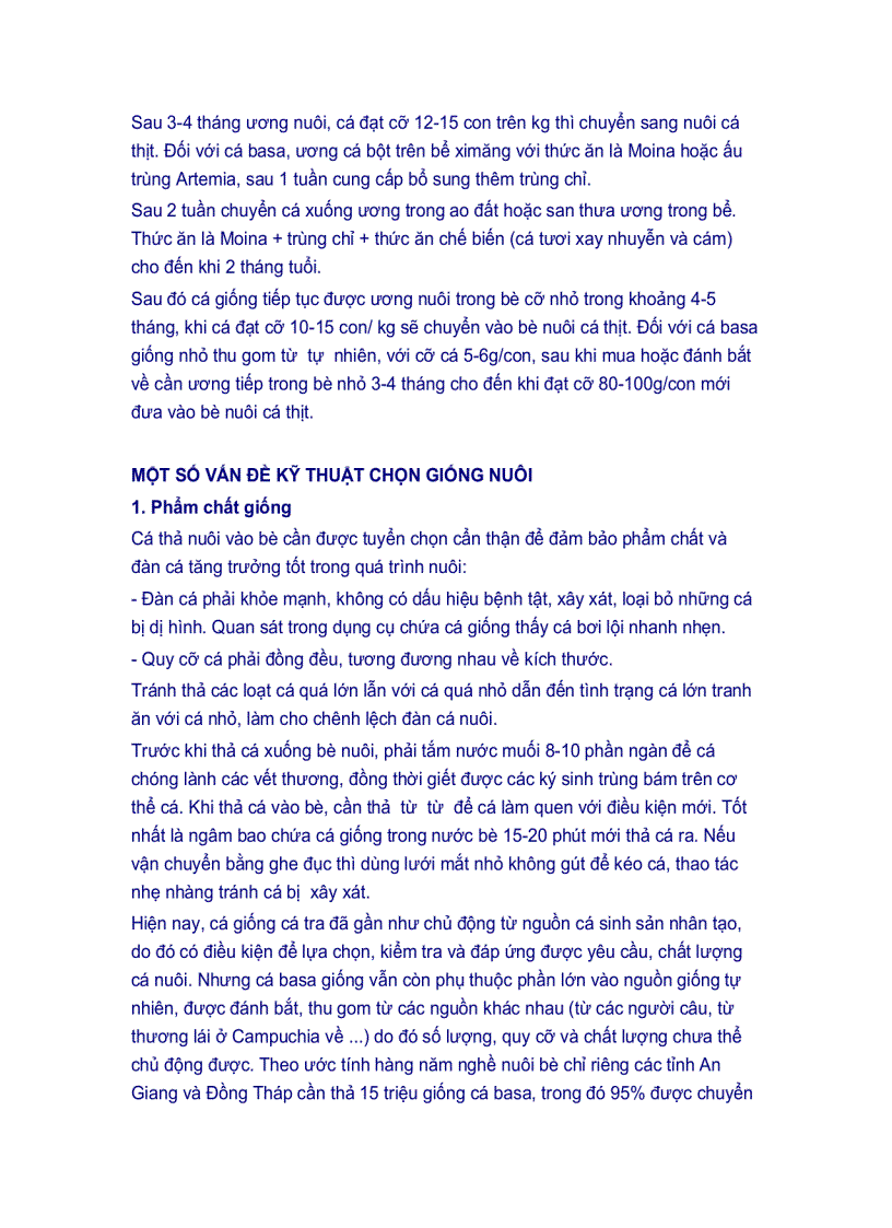 image for page Điều kiện nuôi cá tra và cá basa