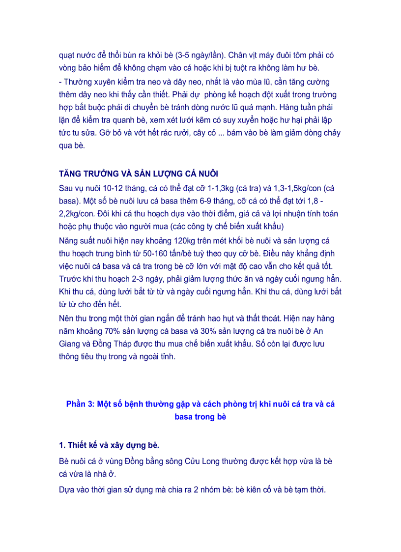 image for page Điều kiện nuôi cá tra và cá basa