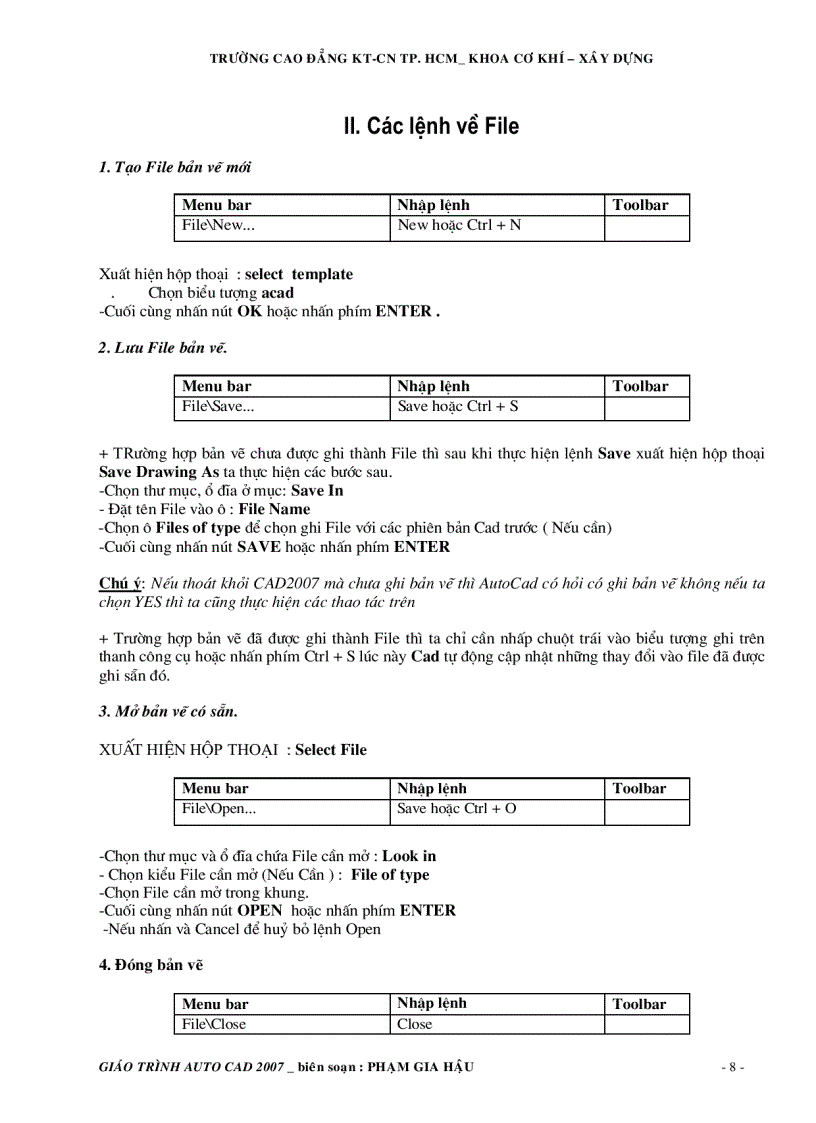 image for page Giáo trình autocad 2007 và toàn bộ lệnh tắt autocad