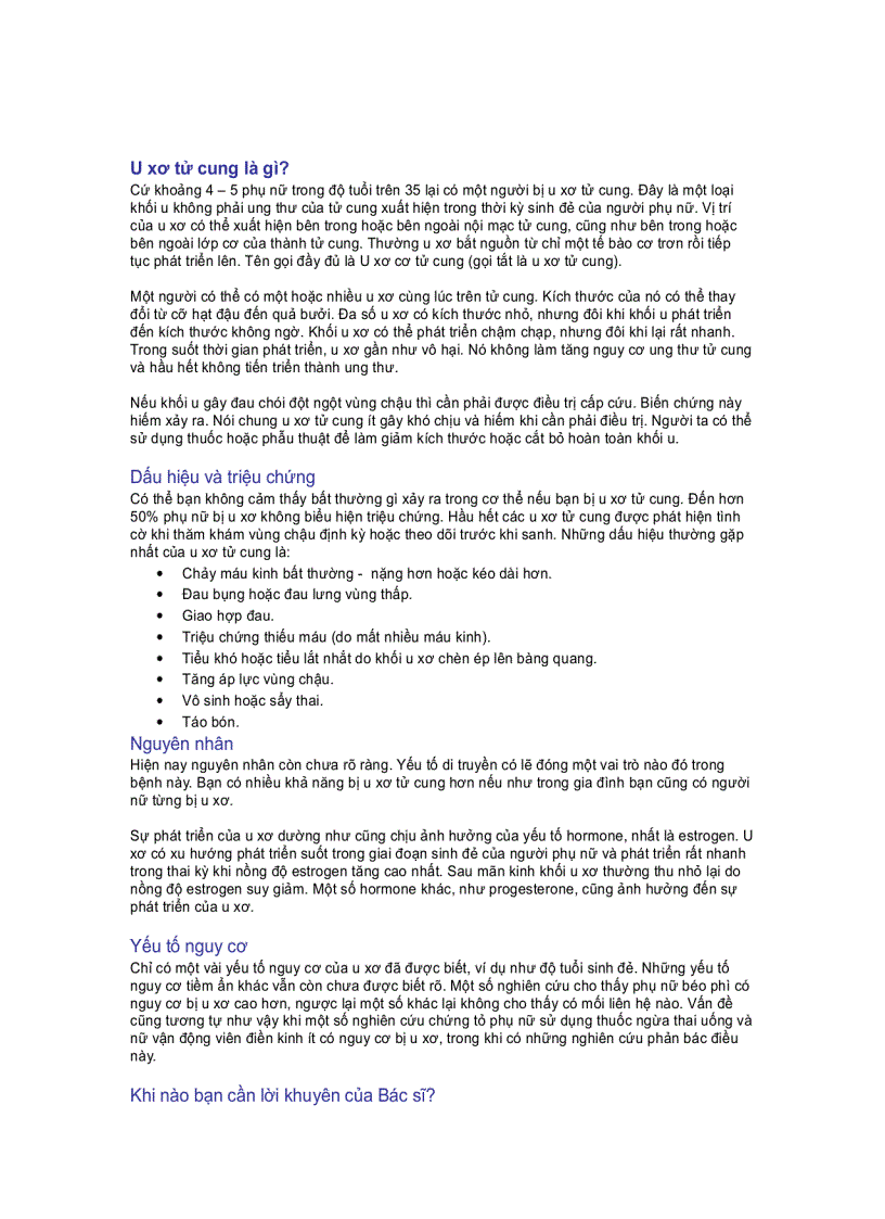 image for page Bệnh hoc u xơ tử cung và u nang buồng trứng