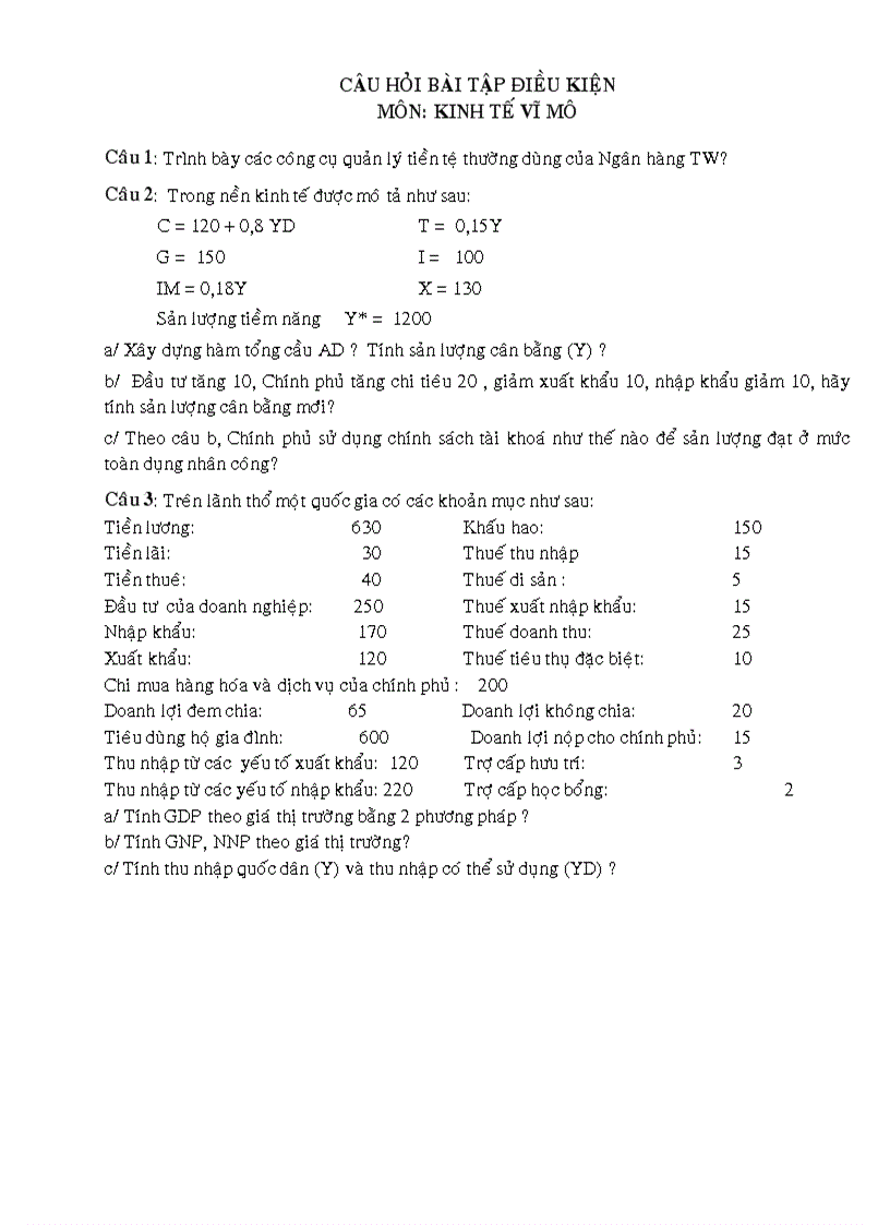 image for page Bộ đề kiểm tra điều kiện Học viện Bưu chính viễn thông Đề 5 Kinh tế vĩ mô Thầy Lực