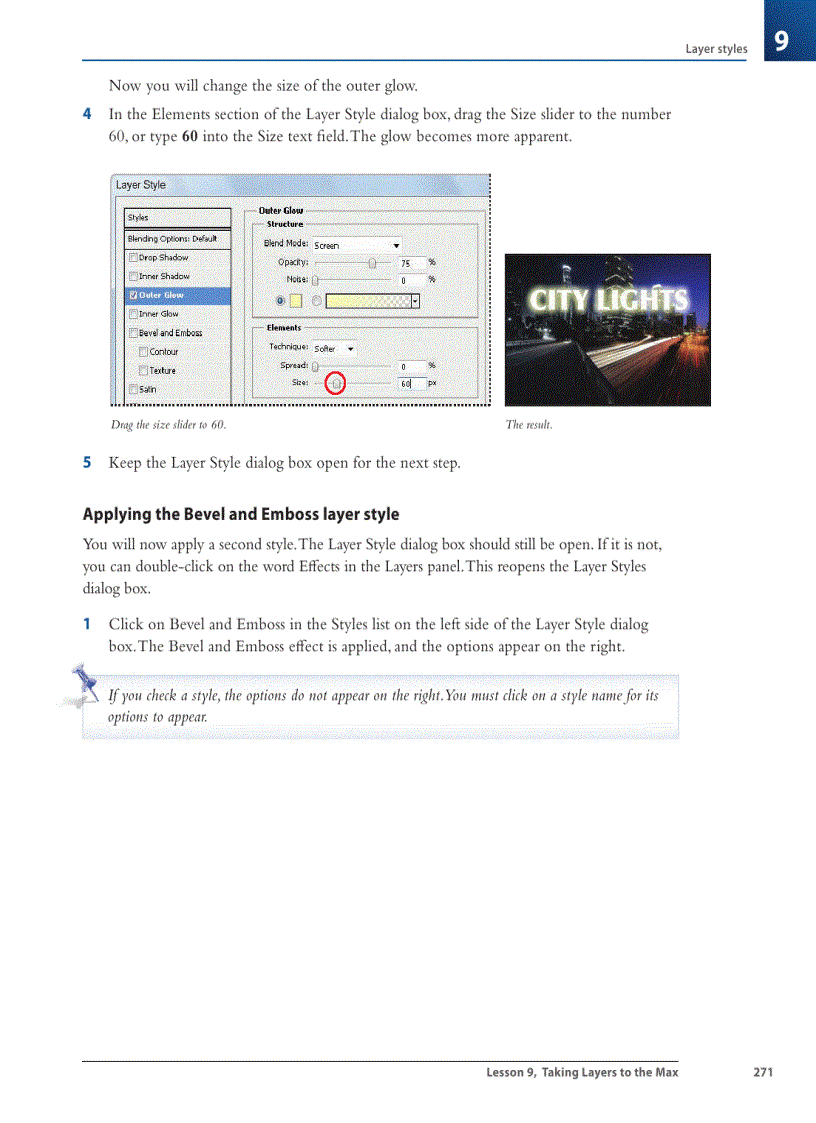 image for page Applying the Outer Glow layer style