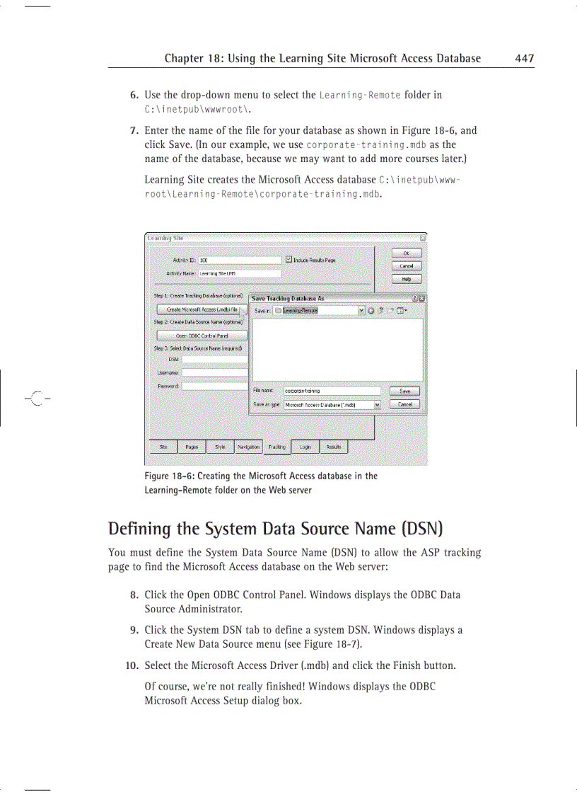 image for page Using the Learning Site Microsoft Access Database