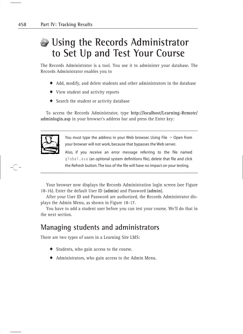 image for page Using the Learning Site Microsoft Access Database