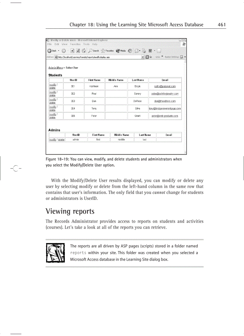 image for page Using the Learning Site Microsoft Access Database