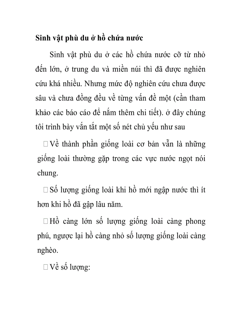 image for page Sinh vật phù du ở hồ chứa nước