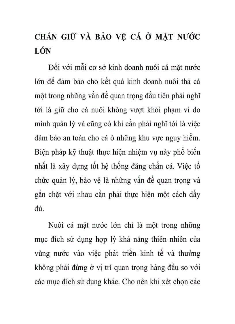 image for page Chắn giữ và bảo vệ cá ở mặt nước lớn