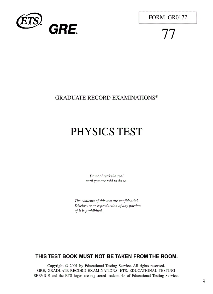image for page Đề thi GRE Physics mẫu của ETS