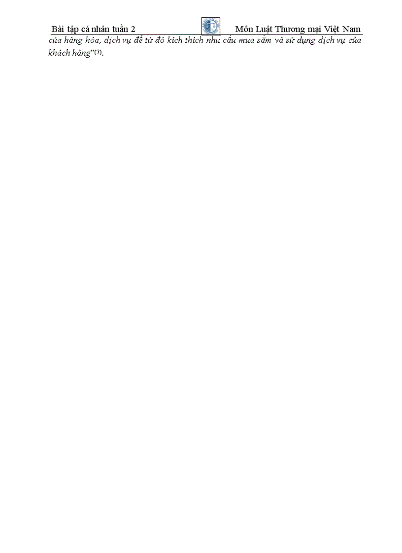 image for page Cá nhân tuần 2 Thương mại 2 Phân tích khái niệm và đặc điểm của quảng cáo thương mại