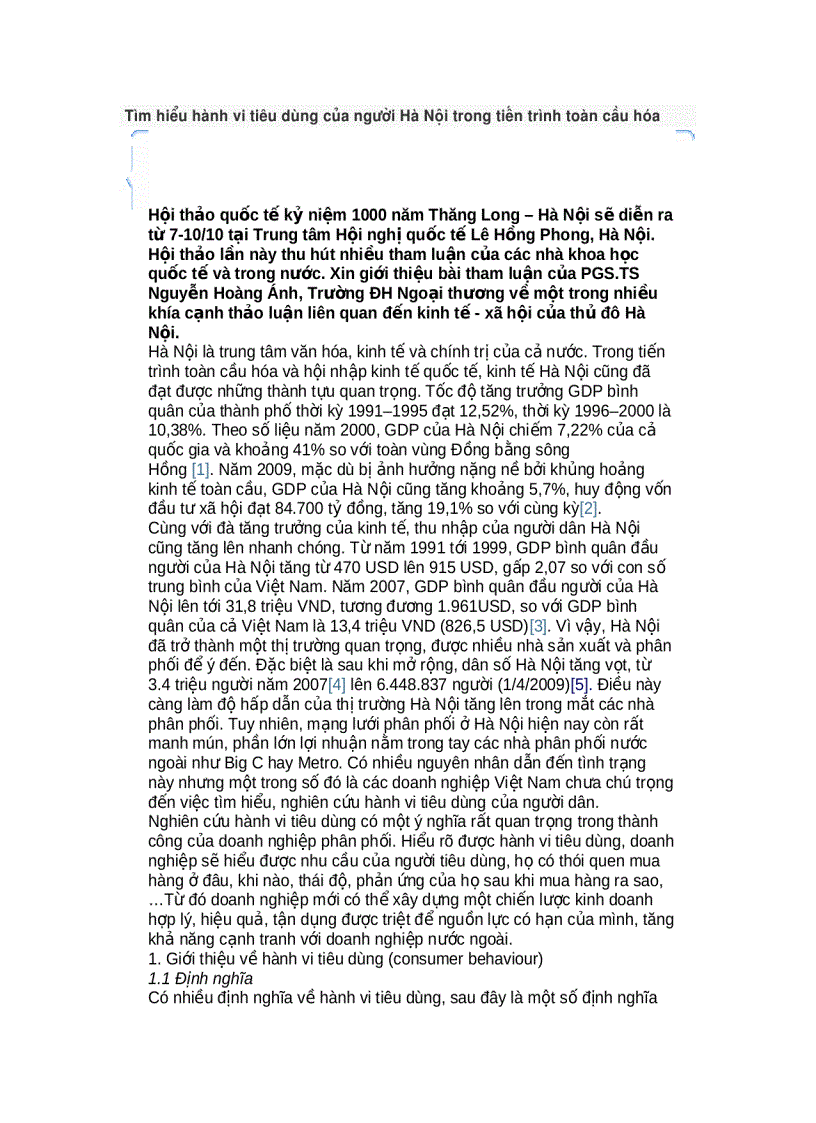 image for page Tìm hiểu hành vi tiêu dùng của người Hà Nội trong tiến trình toàn cầu hóa