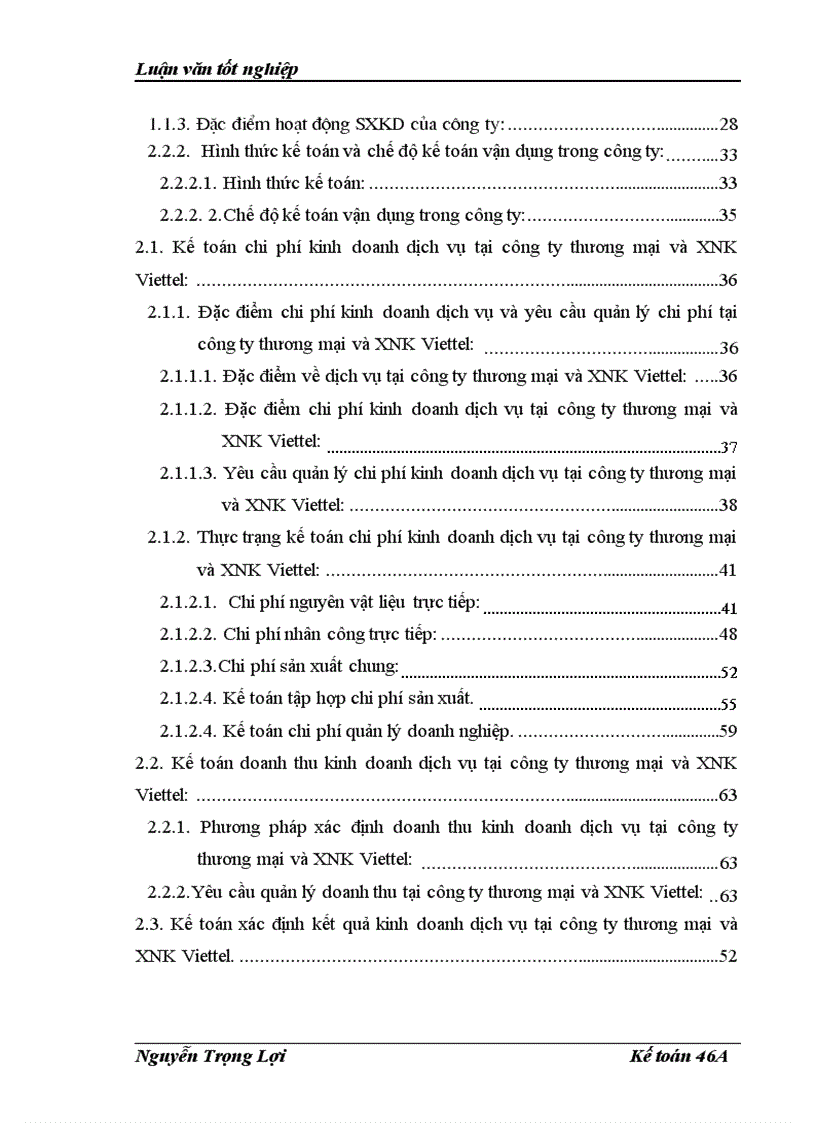 image for page Hoàn thiện kế toán chi phí doanh thu và xác định kết quả kinh doanh dịch vụ tại Công ty thương mại và xuất nhập khẩu Viettel