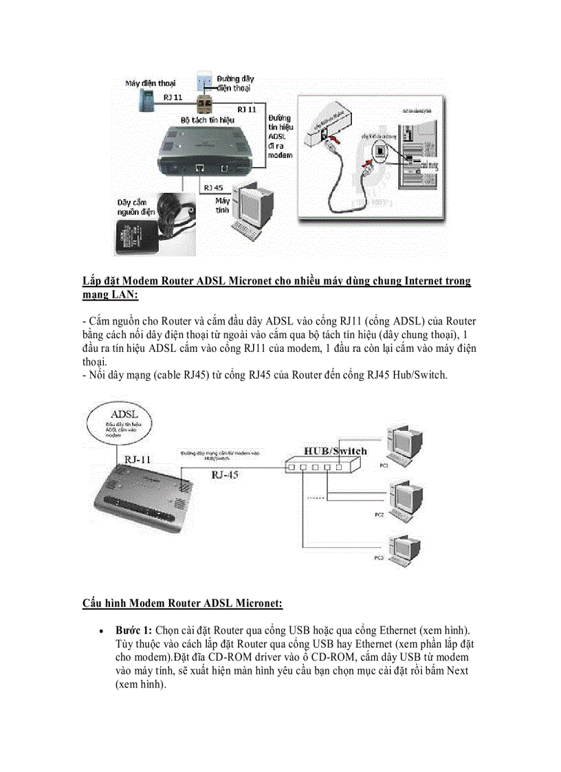 image for page Hướng dẫn cài đặt MODEM ADSL MICRONET